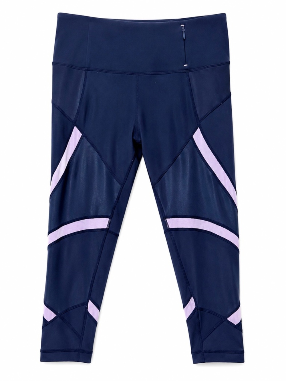 CALIA by Carrie Underwood Textured Cropped Leggings Navy Blue  Pink Accent Panel